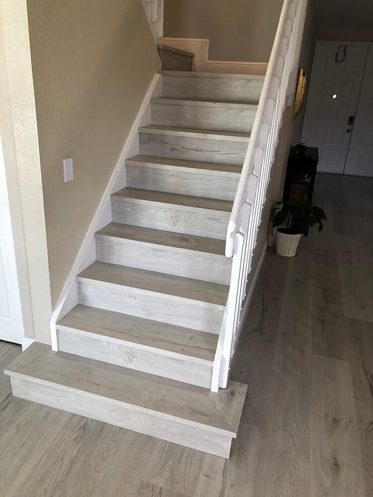 Stairs with new vinyl flooring